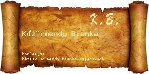 Körmendy Bianka névjegykártya